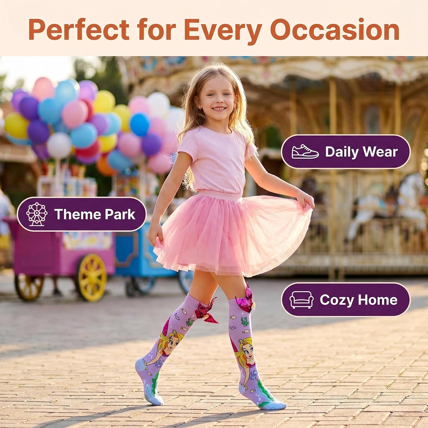 Crazy Socks for Girls Kids 3D Novelty Funny Silly Soft Knee-High Wacky Socks for Dance Gift Birthday Party