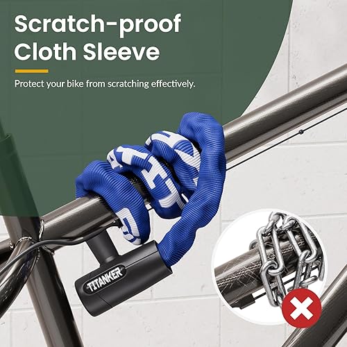 Miniatura 4 de Titanker Candado de cadena para bicicleta con llaves, 3.3 pies de seguridad, resistente, antirrobo, cadena de bicicleta para bicicleta, motocicleta,