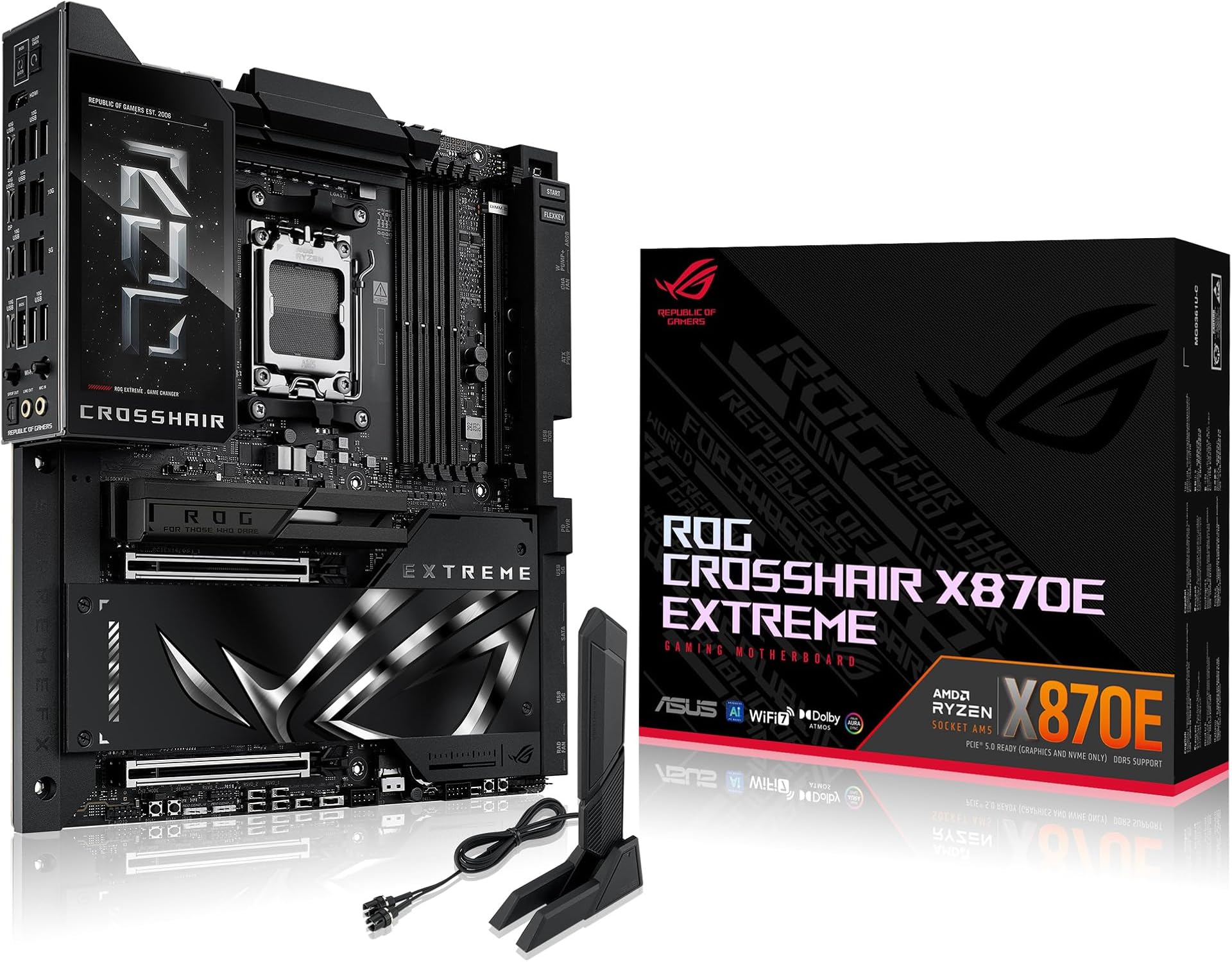 ASUS ROG Crosshair X870E Extreme Gaming Motherboard Socket AMD AM5 (Ryzen 9000, E-ATX, 3X PCIe 5.0, 2x PCIe 4.0, DDR 5 Memory, WiFi 7, AI Overclocking, PCIe Q Release, Aura Sync)