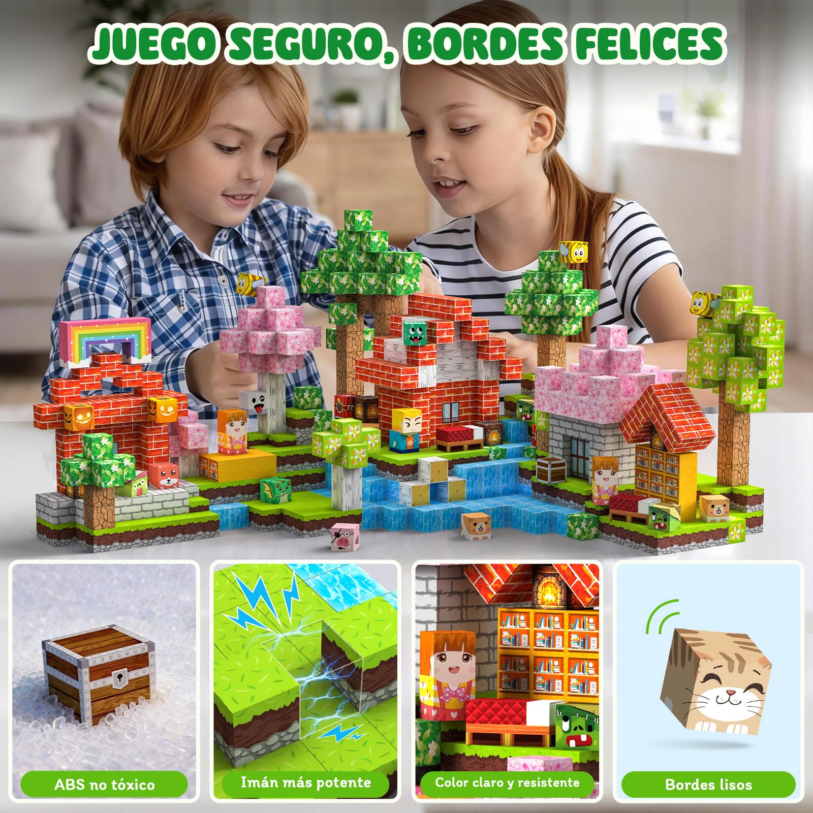 Bloques Magneticos Construccion Niños 150 Piezas 2CM 3+ Magneticas, Juego Magnetic Blocks Tiles Construcción, Juguetes Montessori para Niños 4 5 6 7 8 9 10 11 12 Regalos de Cumpleaños para Niñas