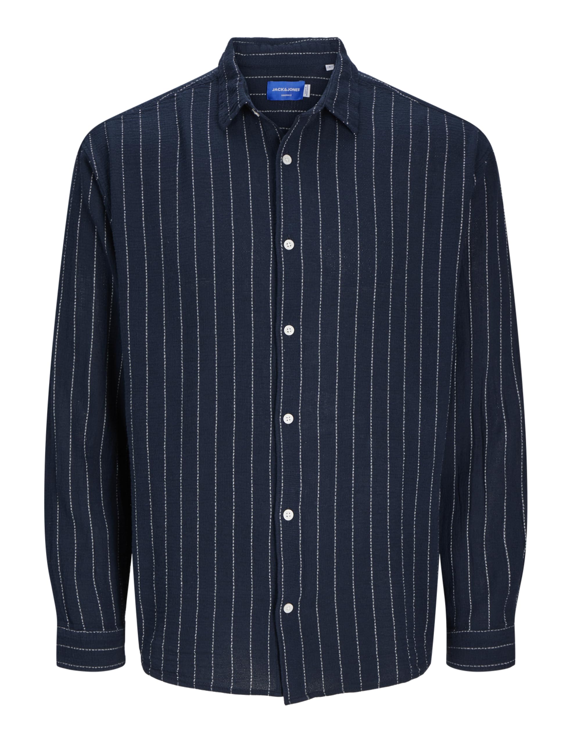 JACK & JONES Men's Jorjoshua Loose Weave Shirt Ls Casual, Sky Captain/Stripes: Stripes, L