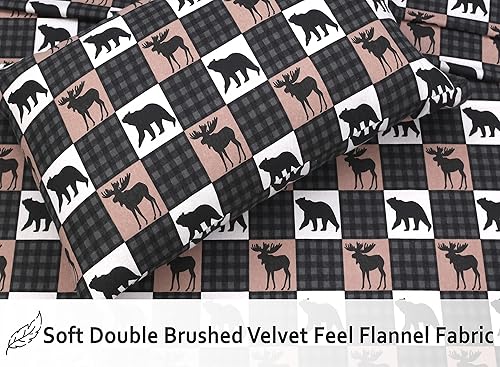 Vista 108 de RUVANTI Juego de sábanas de franela 100% algodón, tamaño matrimonial, 4 piezas, Alpine Serenity Serenidad alpina