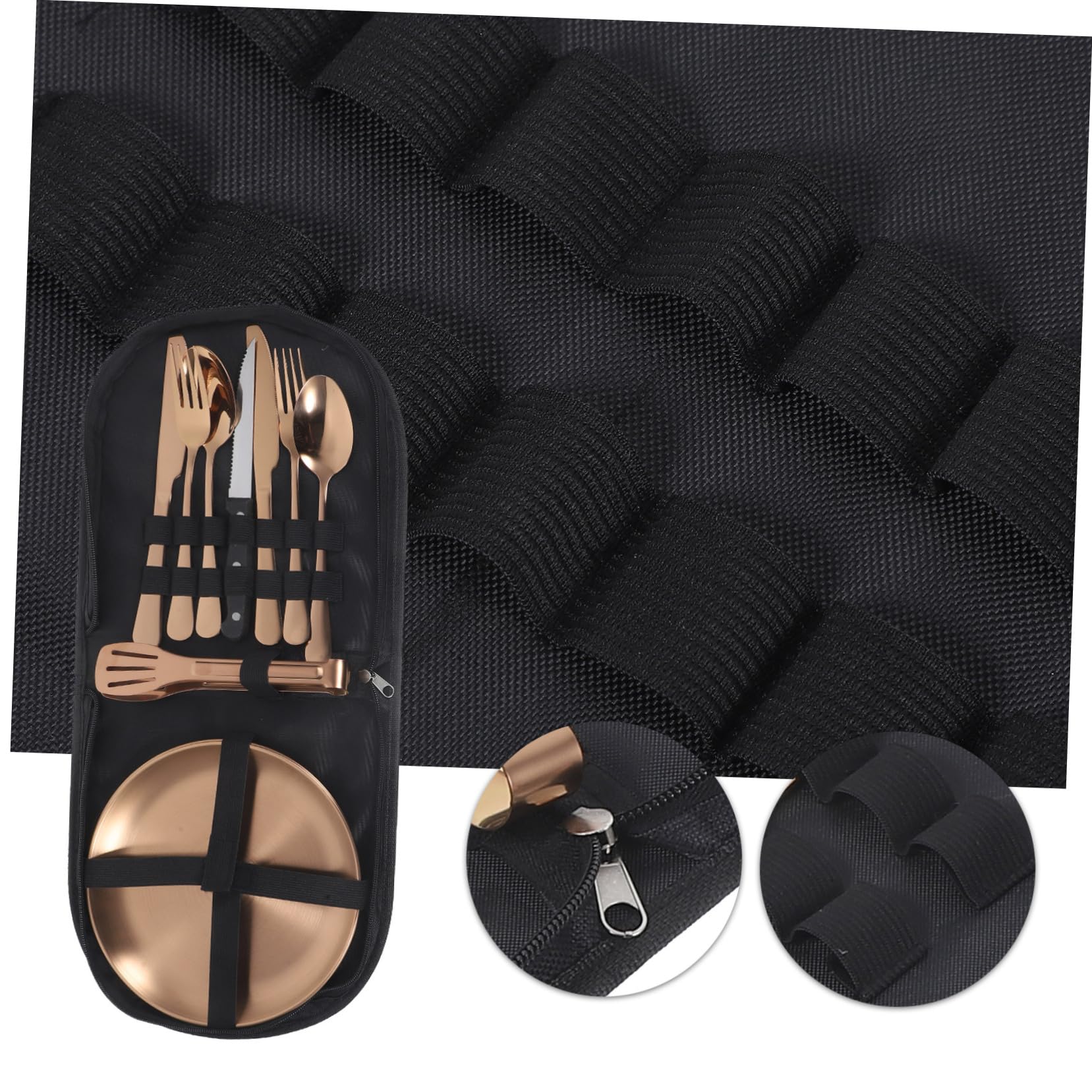 Couverts de Camping 1 Set en Acier Inoxydable avec Étui