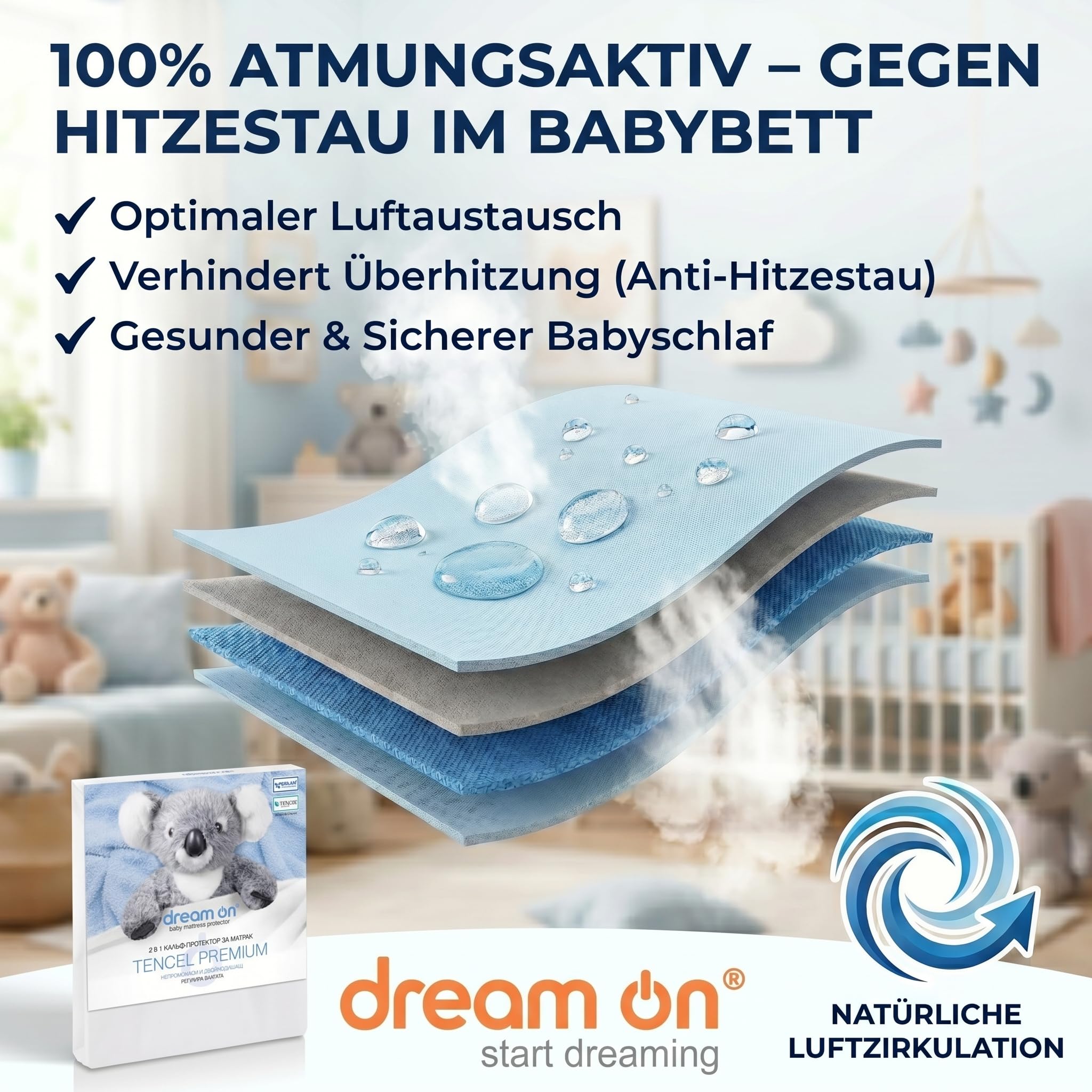 Matratzenschoner 70x140 Baby wasserdicht atmungsaktiv Tencel 2in1 Laken | 2in1 Baby Matratzenschoner 70x140 wasserdicht. Direkt beschlafbar ohne Laken. Faltenfreie Kinderbett Unterlage (bis 13cm).