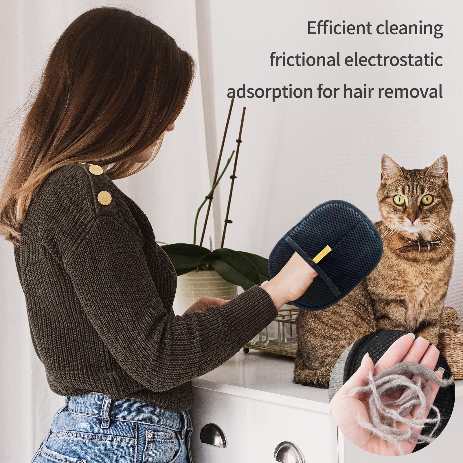 YAZANY 2 PCS Static Removal Gloves Pet Hair,Pet Grooming Gloves,Reusable Pet Hair Removal Glove,Versatile Grooming Gloves for Grooming Washing,Deshedding - Image 3
