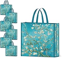 NymphFable 6-Pack Reusable Dragonfly Grocery Tote Bags - Eco-Friendly, Waterproof, 50LBS Capacity Shopping Bags