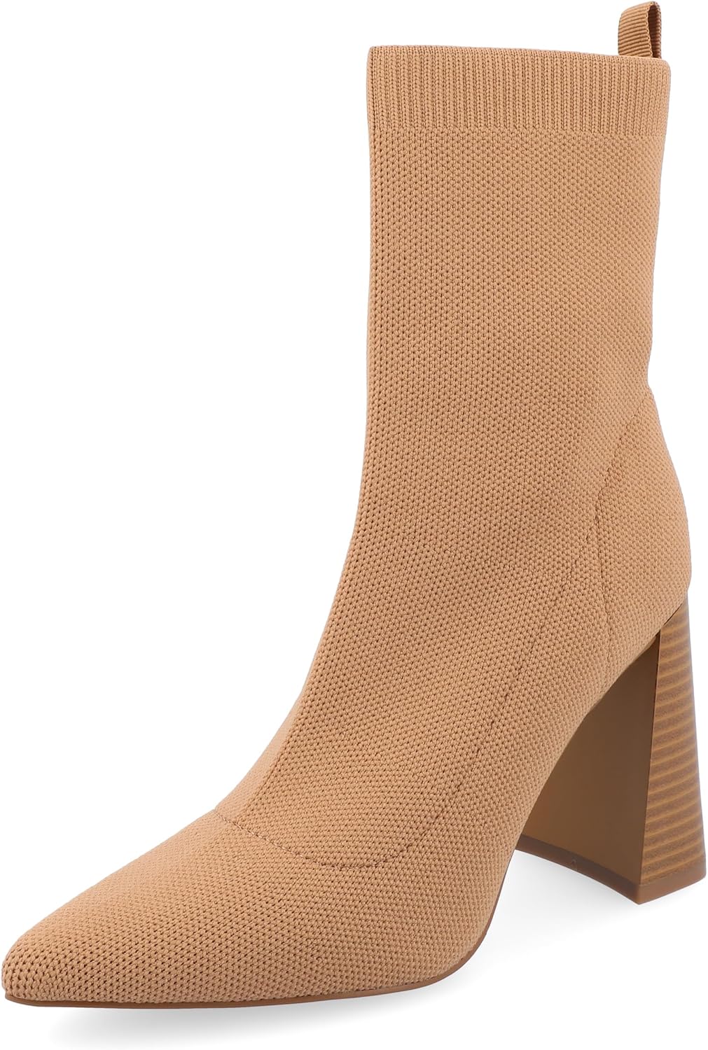 Journee Collection Womens Tru Comfort Foam Noralinn Wide Width Tapered Stacked Block Heel Knit Booties Tan 11 Wide WOMENS US