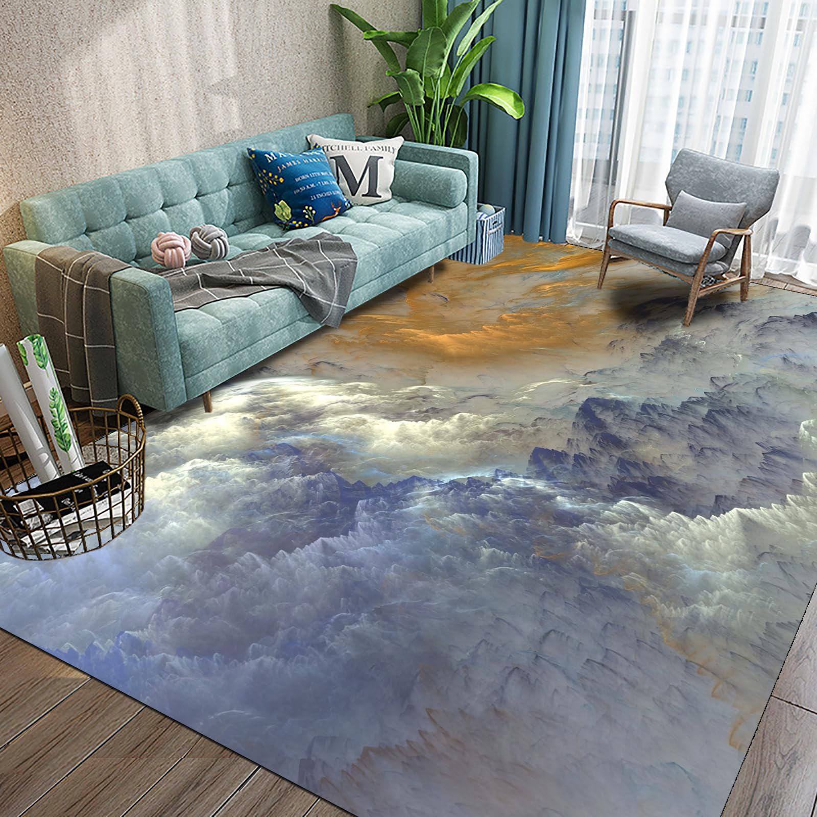 Tapis de salle a manger antidérapant gris 160x230 cm moderne