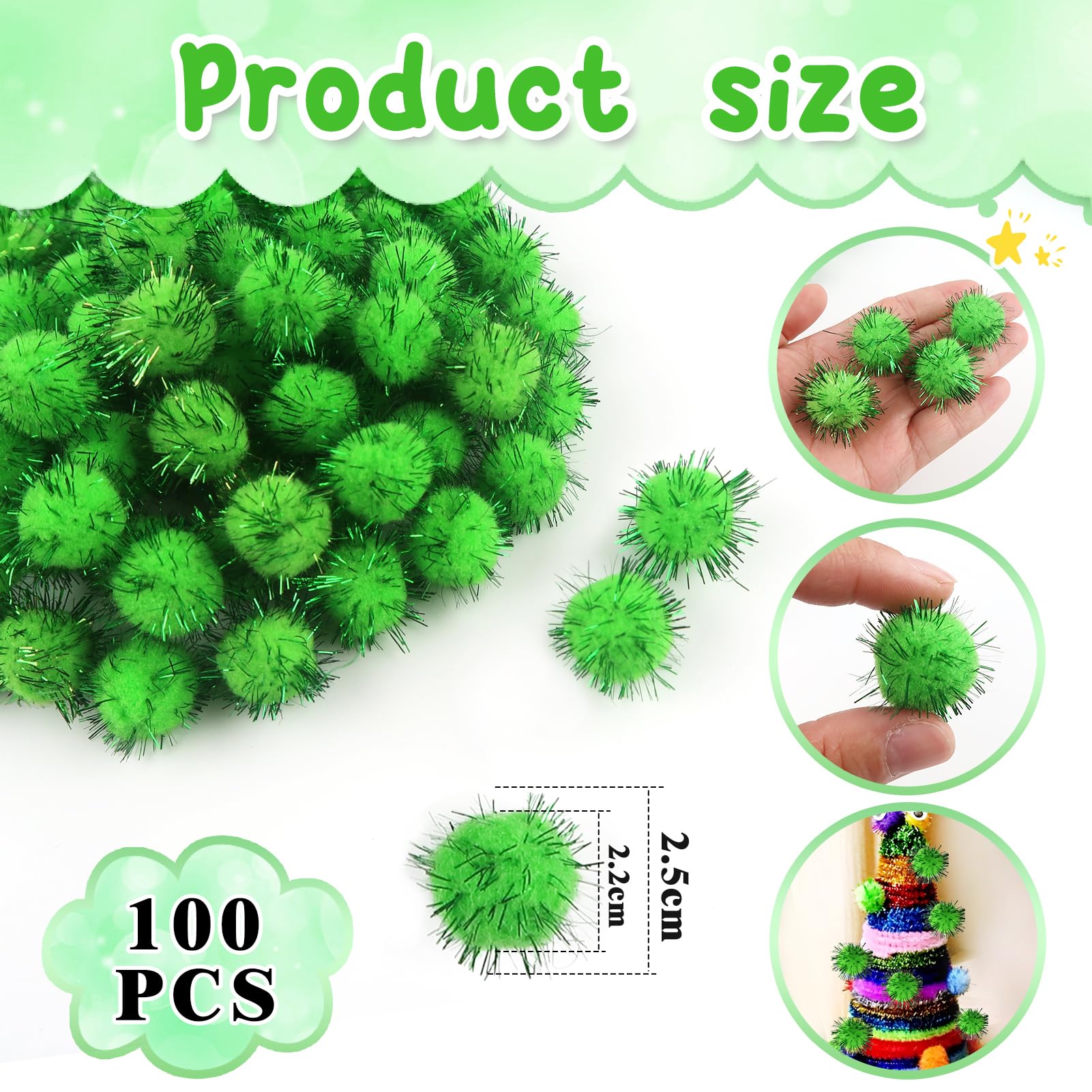 TOAOB 100 Pompon Glitter Arancione 25 Mm Per Lavoretti E Decorazioni Fai Da Te