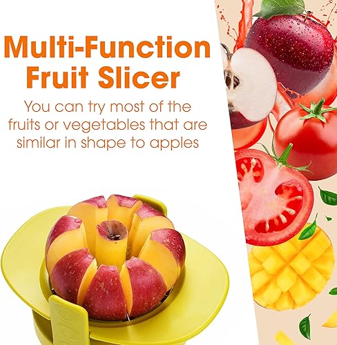 Miniatura 3 de Cheer Collection Juego de 3 rebanadoras de frutas y verduras, descorazonador multifuncional de manzana, rebanador de mango y tomate, utensilios de