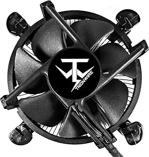 TRONWIRE TW-16 CPU Cooler with Black Aluminum Heatsink & Copper Core Base & 4-Pin PWM 3.5-Inch 3000 RPM Fan with Pre-Applied Thermal Paste for Intel Core i3 i5 i7 i9 Socket 1200 1151 1150 1155 1156