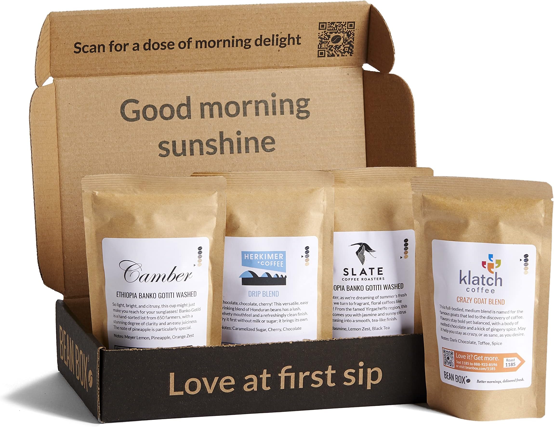 Bean Box Gourmet Coffee Sampler | Specialty Coffee Gift Basket | Coffee Gift Set | Coffee Gifts for Women and Men | Birthday Gifts for Her | Care Package | Freshly Ground Coffee | 4 Piece Variety Set