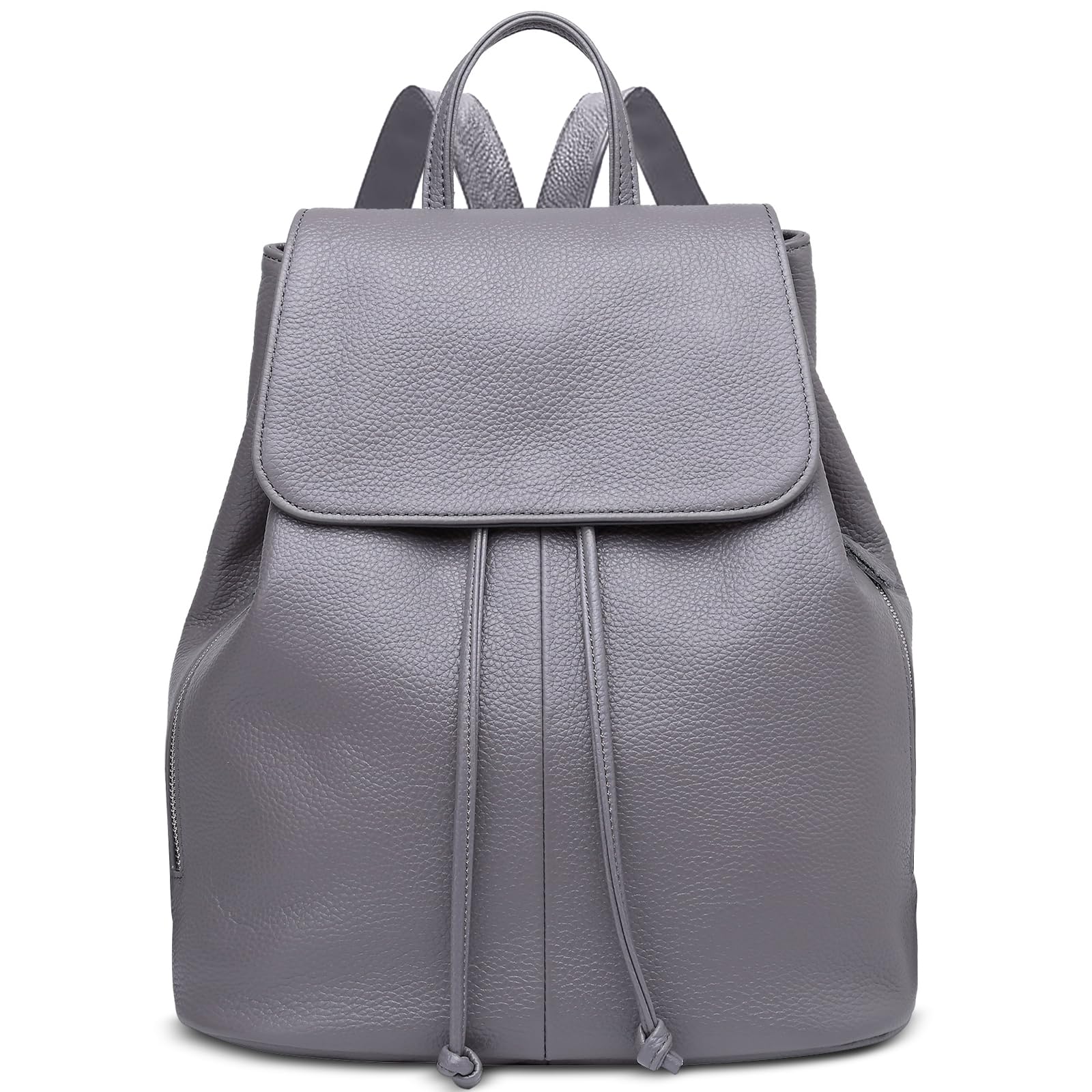BOYATU Women’s Full-Grain Leather Backpack Purse, Minimal Structured Design, Work Commuter & City Travel, Compact Everyday Essentials (Grey)