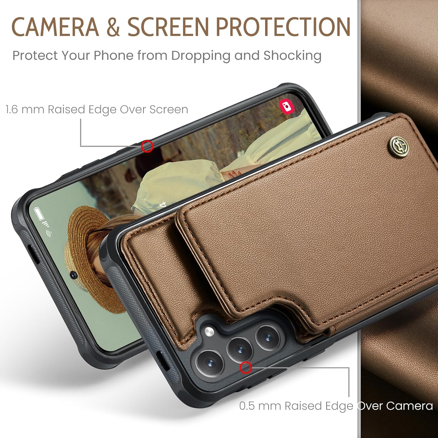 Kowauri for Samsung Galaxy S25 Case, PU Leather Wallet Case for Women Men with RFID Blocking Card Holder Slot Magnetic Closure Shockproof Protective Phone Cover for Samsung Galaxy S25 (Brown) - Image 2