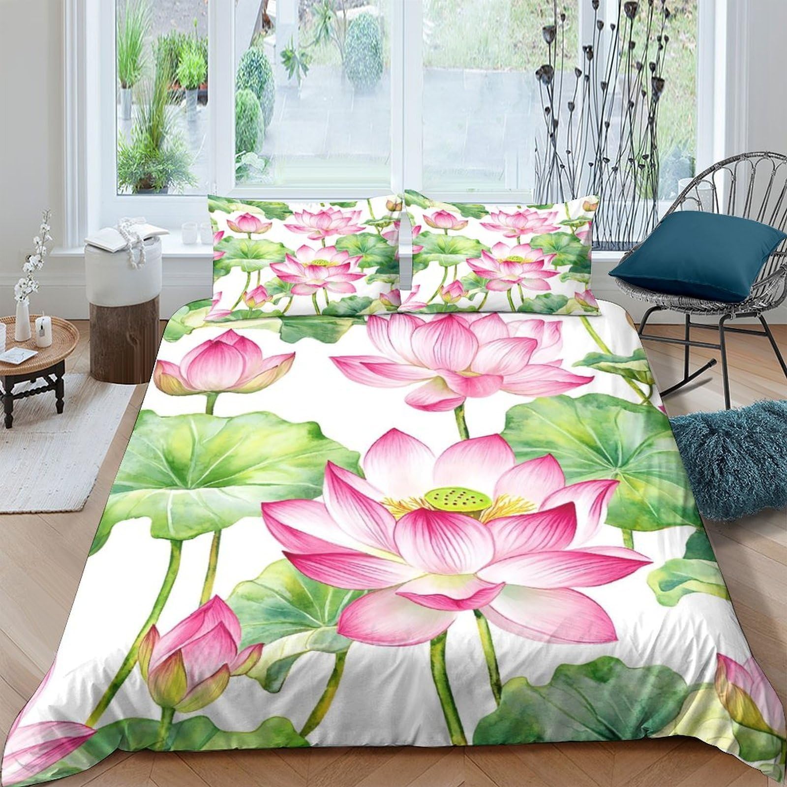 Housse de couette lotus 140x200 parure de lit en microfibre pour lit simple