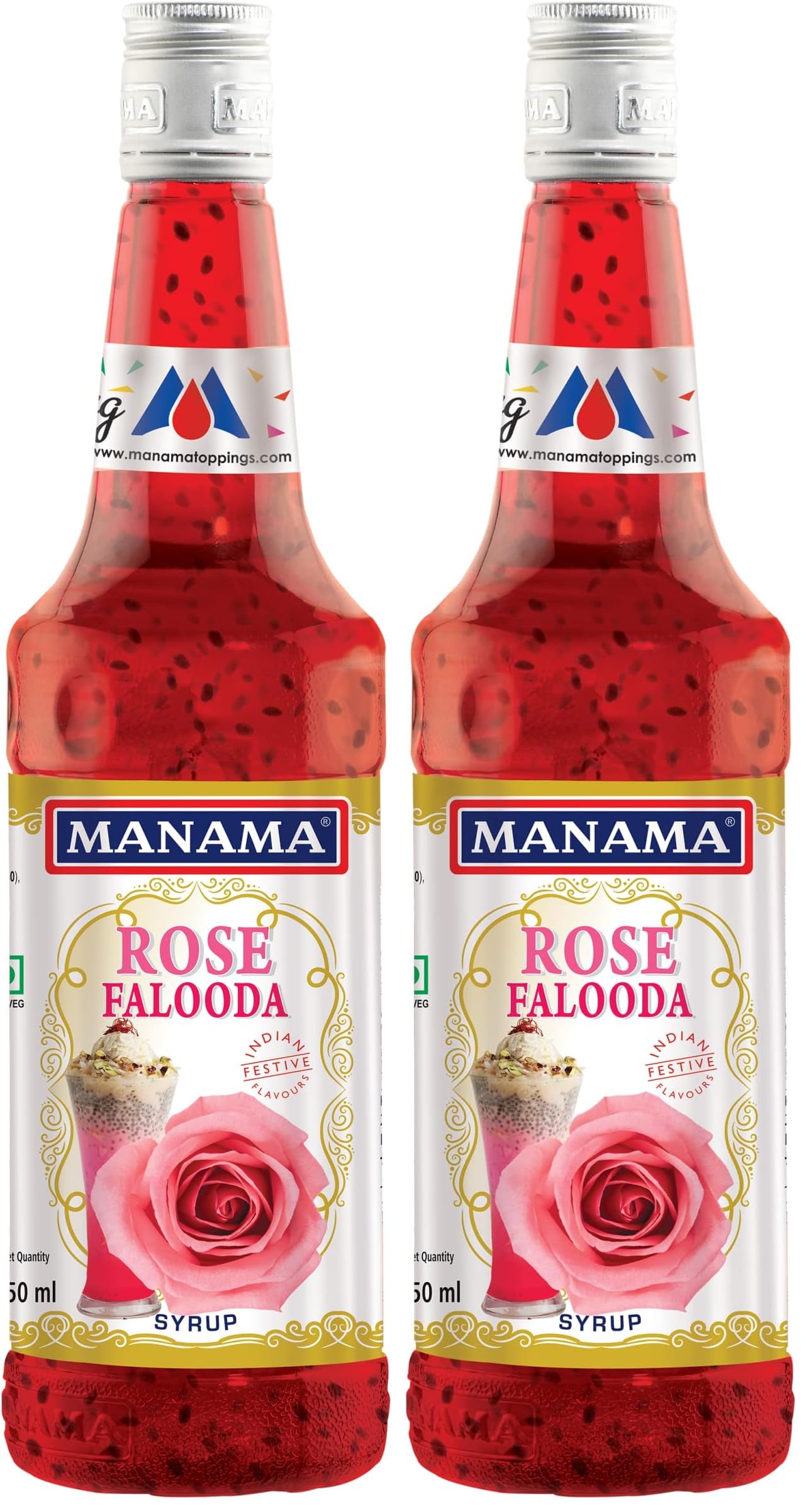 Manama Rose Falooda Syrup | Mixer for Mocktails, Cocktails, Drinks, Juices, Beverages | Non Alcoholic Mix 750ML Bottle (Pack of 2)-picture-24