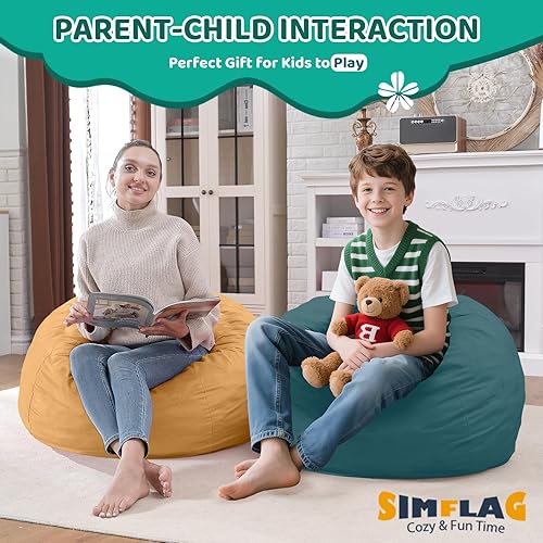 Miniatura 76 de Puf de 5 pies, puf grande con relleno de espuma viscoelástica, sofá puff esponjoso con funda de terciopelo holandés, puf redondo para sala de estar,