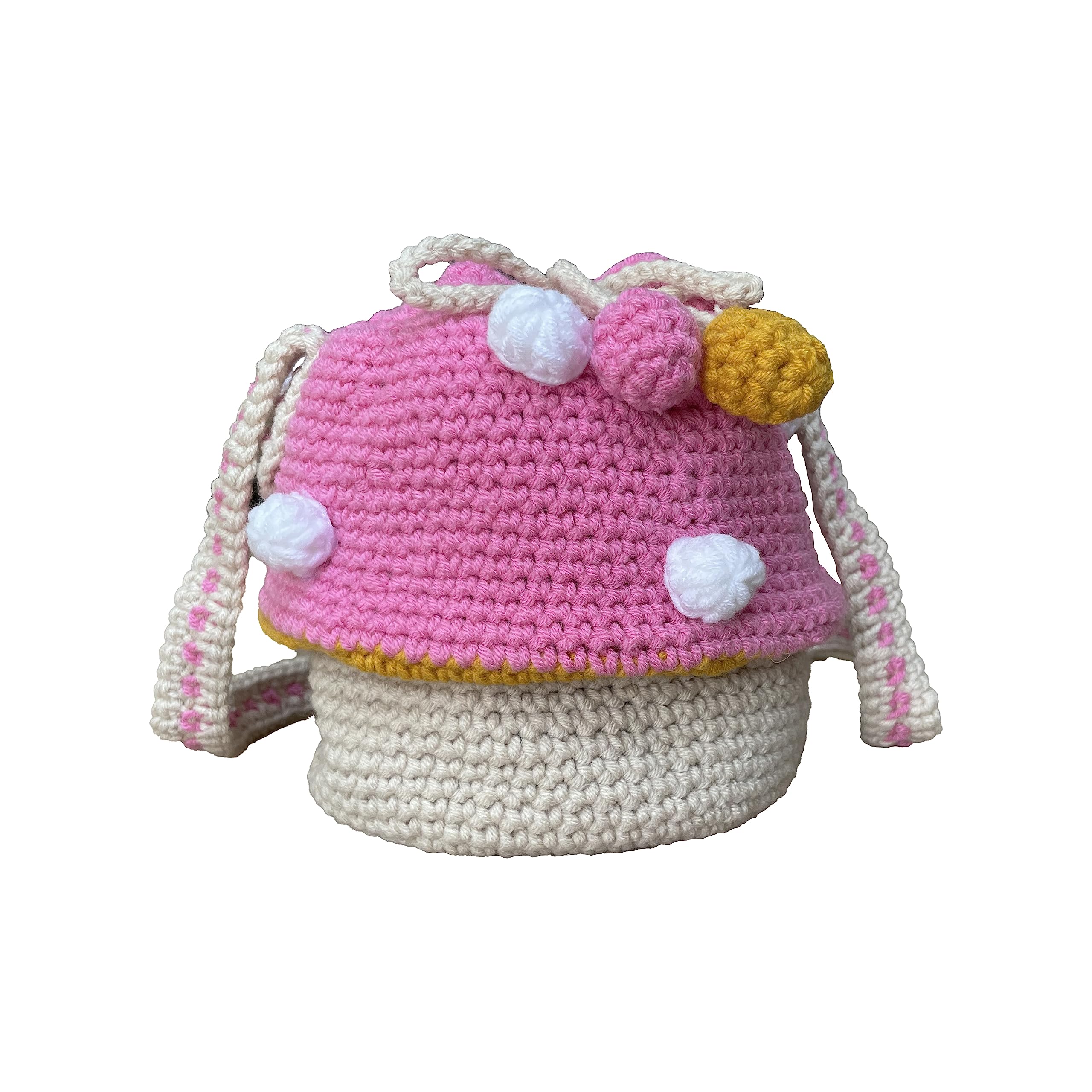 Handmade Knitted Shoulder Bag Crochet Mushroom Purse for Women