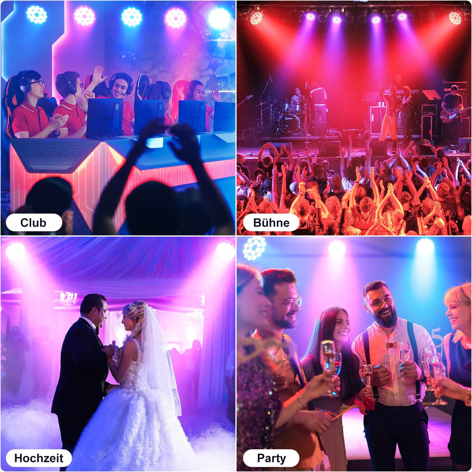Foco par LED de 18X10 W, luz de fiesta RGBW,Luces Discoteca DJ,DMX512&4/8CH/iluminación de fiesta 6 modos de luz/sensibilidad para rendimiento/actividad/boda/teatro/Halloween/Navidad