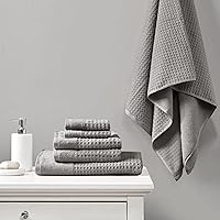 Vista 7 de Madison Park Spa Waffle - Juego de toallas de lujo 100% algodón, tejido de gofre de textura premium, altamente absorbente, secado rápido, ropa