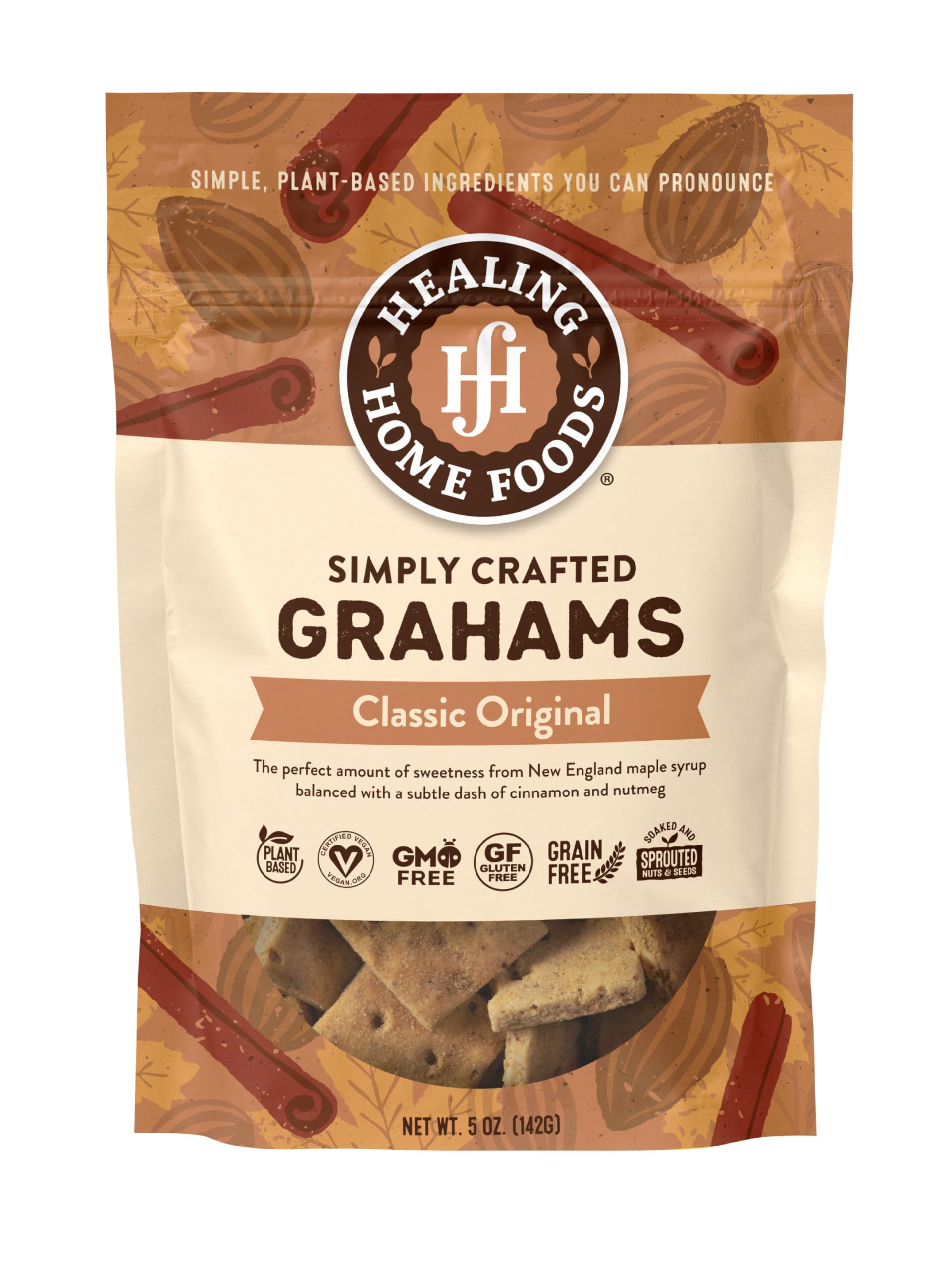Baked Classic Graham Crackers, Gluten Free Graham Crackers Made with Almond Flour, Organic Maple Syrup & Organic Cinnamon, Vegan, Grain Free, Plant-Based and Non GMO, 5oz (1Pack)