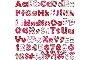 Valentine's Day Bulletin Decorations: 260pcs Pre-Cut Alphabet, Numbers, and Hearts
