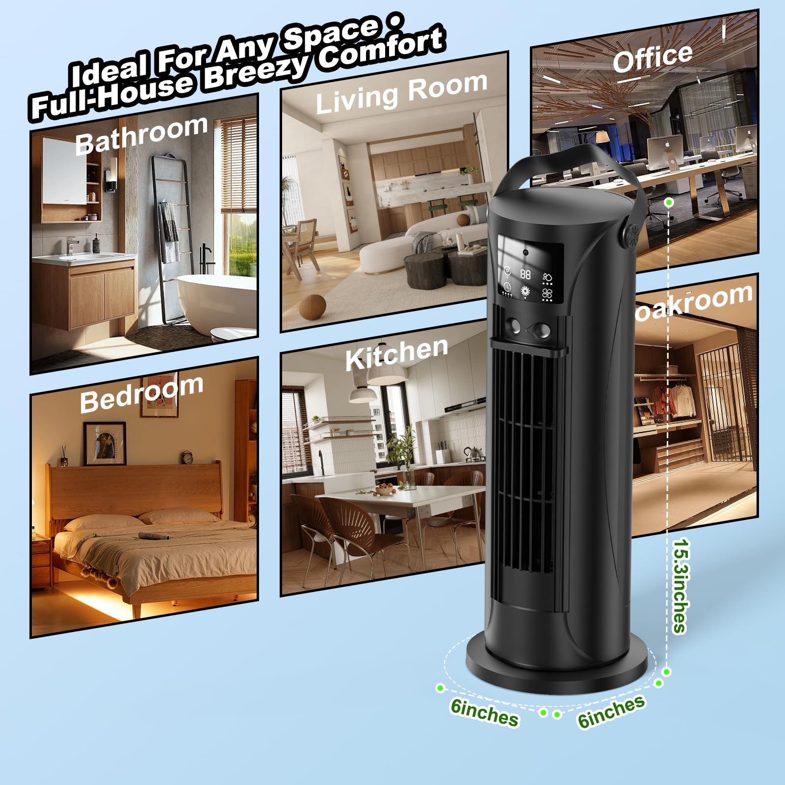 Climatiseur Mobile 4 en 1 Silencieux 28dB, Rafraîchisseur d’Air Mode Tempête, Oscillation 120°, 4 Vitesses Vent Naturel 3D Sommeil, 2 Brumisations, Minuterie 8H pour Chambre Bureau（Noir）