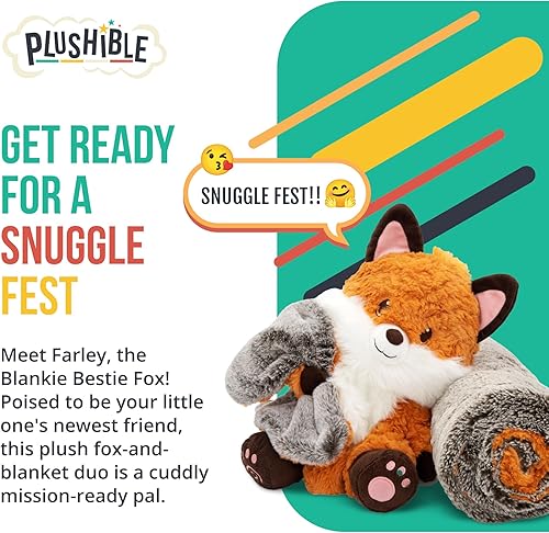 Vista 15 de Benny Bunny Blankie Bestie, 2 en 1 animal de peluche y manta, juguete de peluche sensorial suave regalo para niñas, niños, bebés, niños pequeños