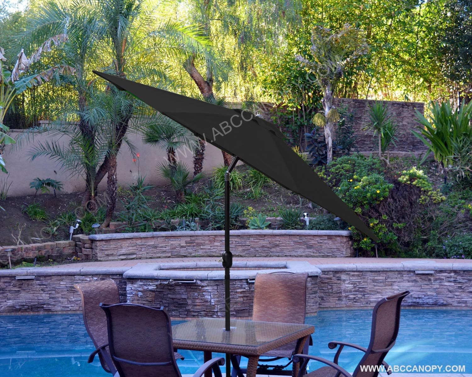 ABCCANOPY Bundle: 1 Sets of 9ft Outdoor Umbrella Replacement Top Patio Umbrella Black and 1 Sets of 9FT Outdoor Garden Table Umbrella Patio Umbrella Market Umbrella with Push Button Tilt Turquoise