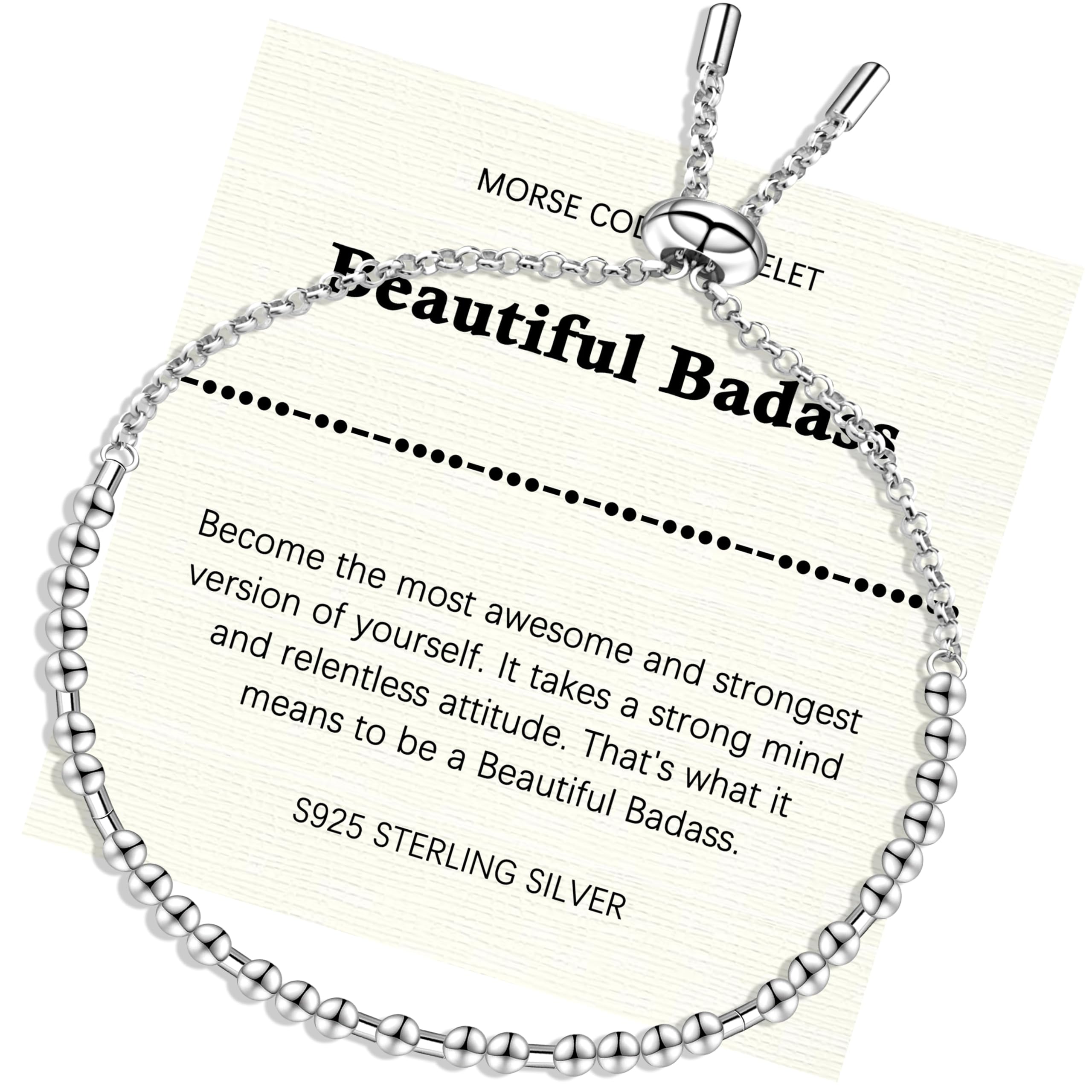 Helonley Morse Code Bracelet - 925 Sterling Silver Inspirational Bracelets