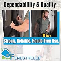 Vista 5 de Puerta magnética de malla de fibra de vidrio resistente de Fenestrelle, con cierre magnético autoajustable, manos libres, con moldura negra – Se