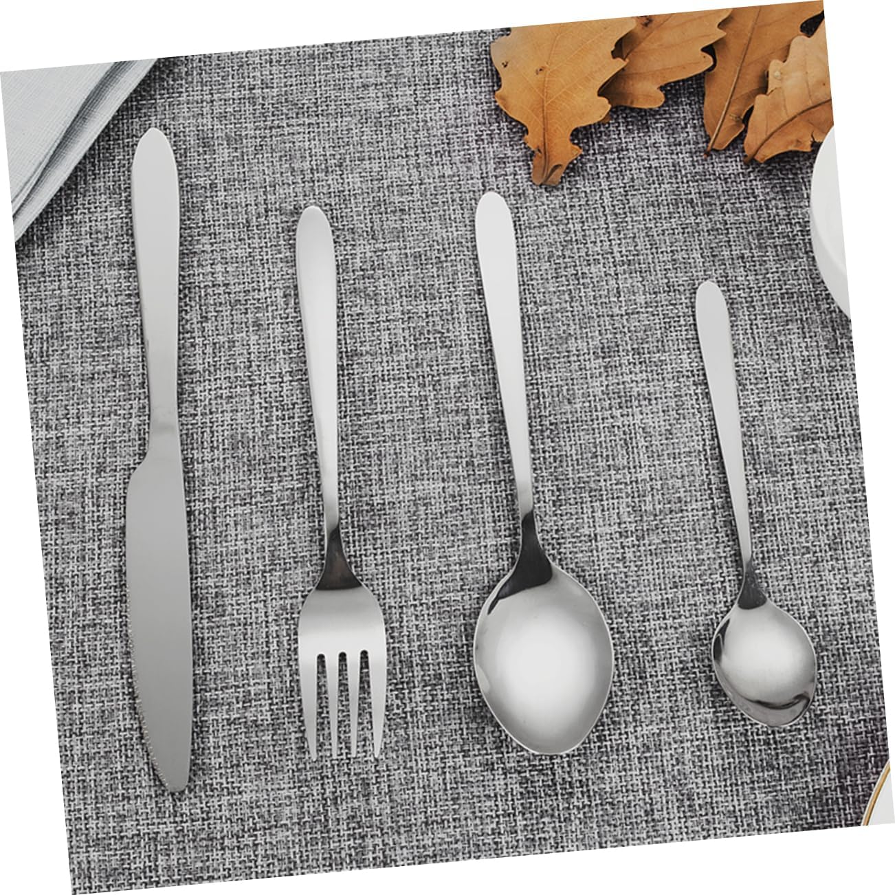 24set Stainless Steel Cutlery in Elegant Artificial Leather Case for Dinner Parties and Outdoor Use Includes Forks Knives and Spoons Dishwasher Safe