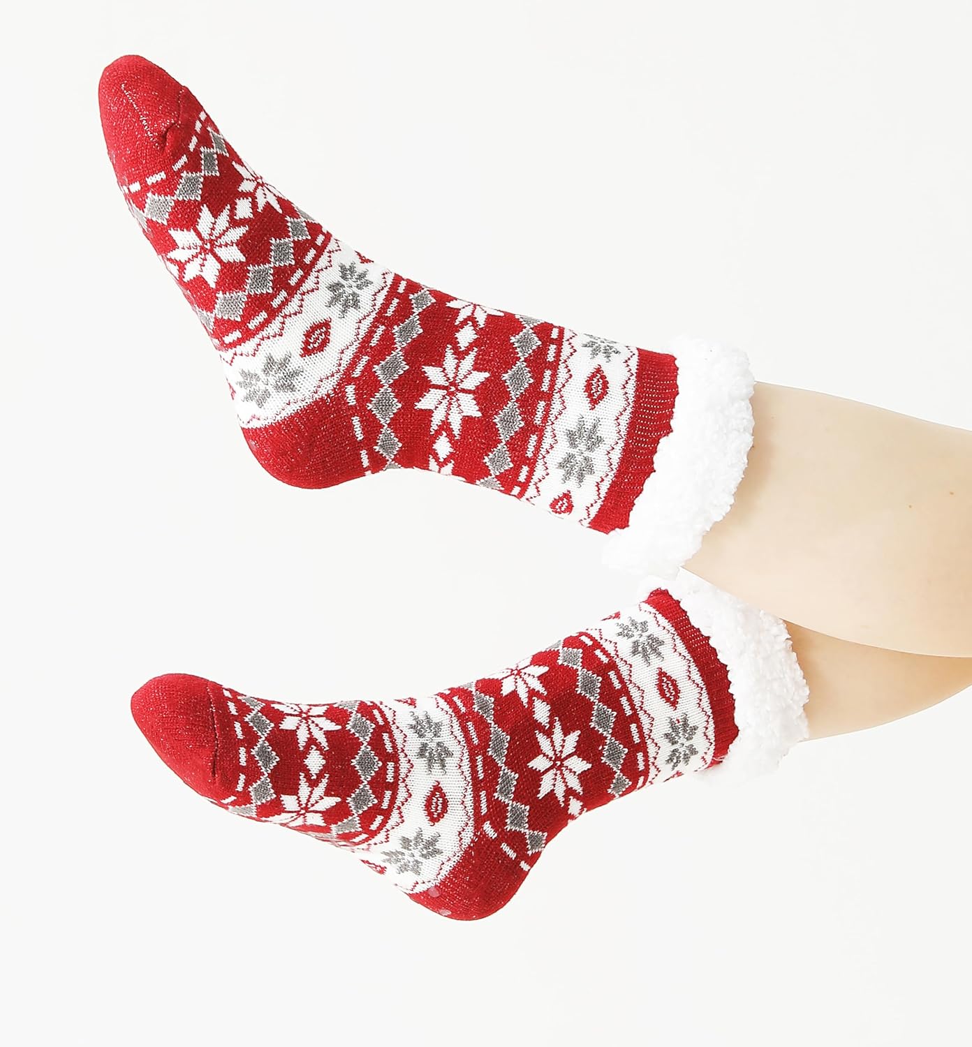 Winterlace Fuzzy Fluffy Slipper Socks, 3 Pairs Womens Sherpa Non Slip Plush Comfy Cozy Cabin Sock - Image 5