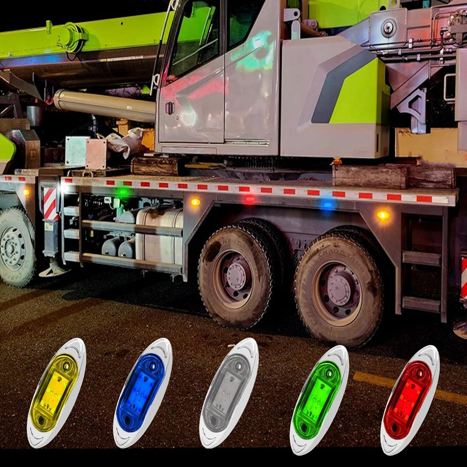 Ourbest 6Pcs 6 Led 12-24V Marker Lights-Replaces clearance/marker lights on many heavy-duty, medium-duty trucks, semi-Trucks, also Universal For Cab Trim Panel Light Green