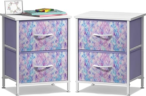 Miniatura 22 de Sorbus - Mesita de noche con 2 cajones - Mueble de noche para niños, mesa auxiliar, estructura de acero, parte superior de madera y contenedores de