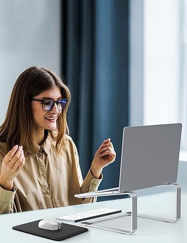 Miniatura 7 de SOUNDANCE Soporte para laptop para escritorio elevador de computadora de metal soporte de PC resistente y estable elevador ergonómico para