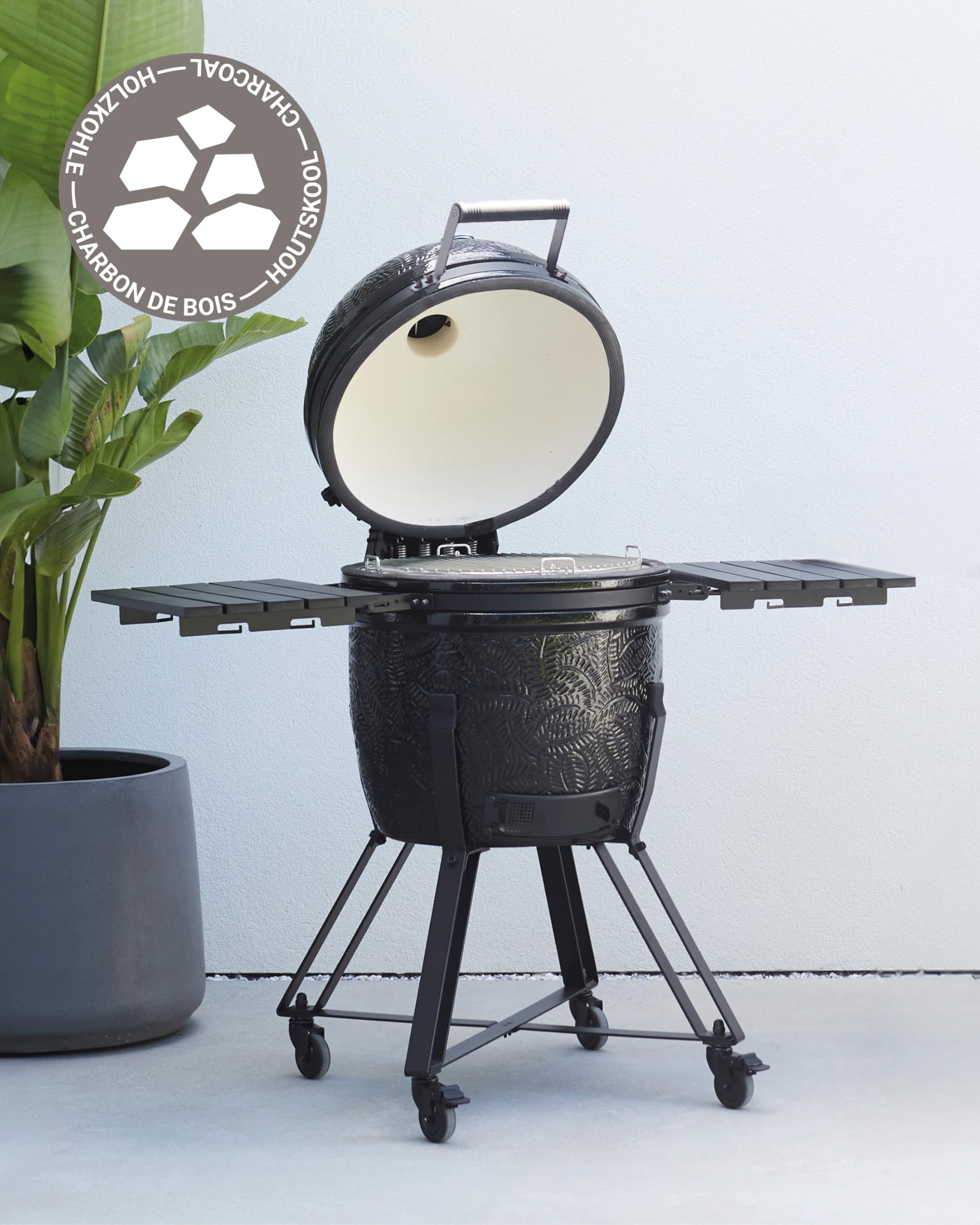 Barbecook Kamado-Grill Kamal 2.0, Grillen, Räuchern, Dämpfen und Braten, Groß, schwarz, 128x78x115,5 cm