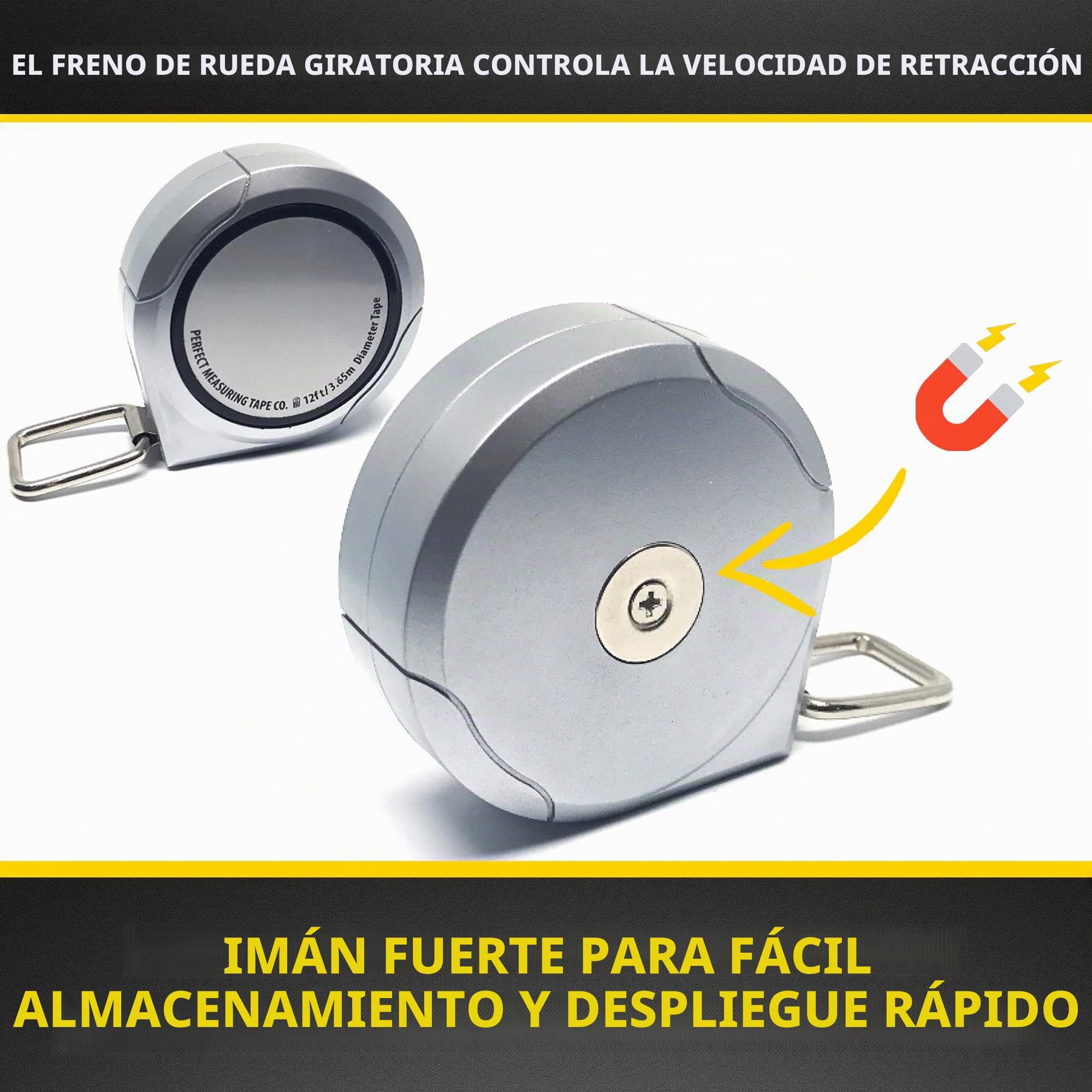 Cinta métrica perfecta para circunferencia de diámetro Pi, cinta métrica imperial y métrica de 1/2 pulgada por 12 pies, uso para medir objetos cilíndricos, modelo DCT120