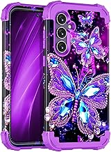 Miqala for Galaxy S23 FE 5G Case,Glow in The Dark Three Layer Heavy Duty Shockproof Full Body Protection Hard Plastic Bumper+Soft Silicone Protective Case for Samsung Galaxy S23 FE 6.4 inch,Dark