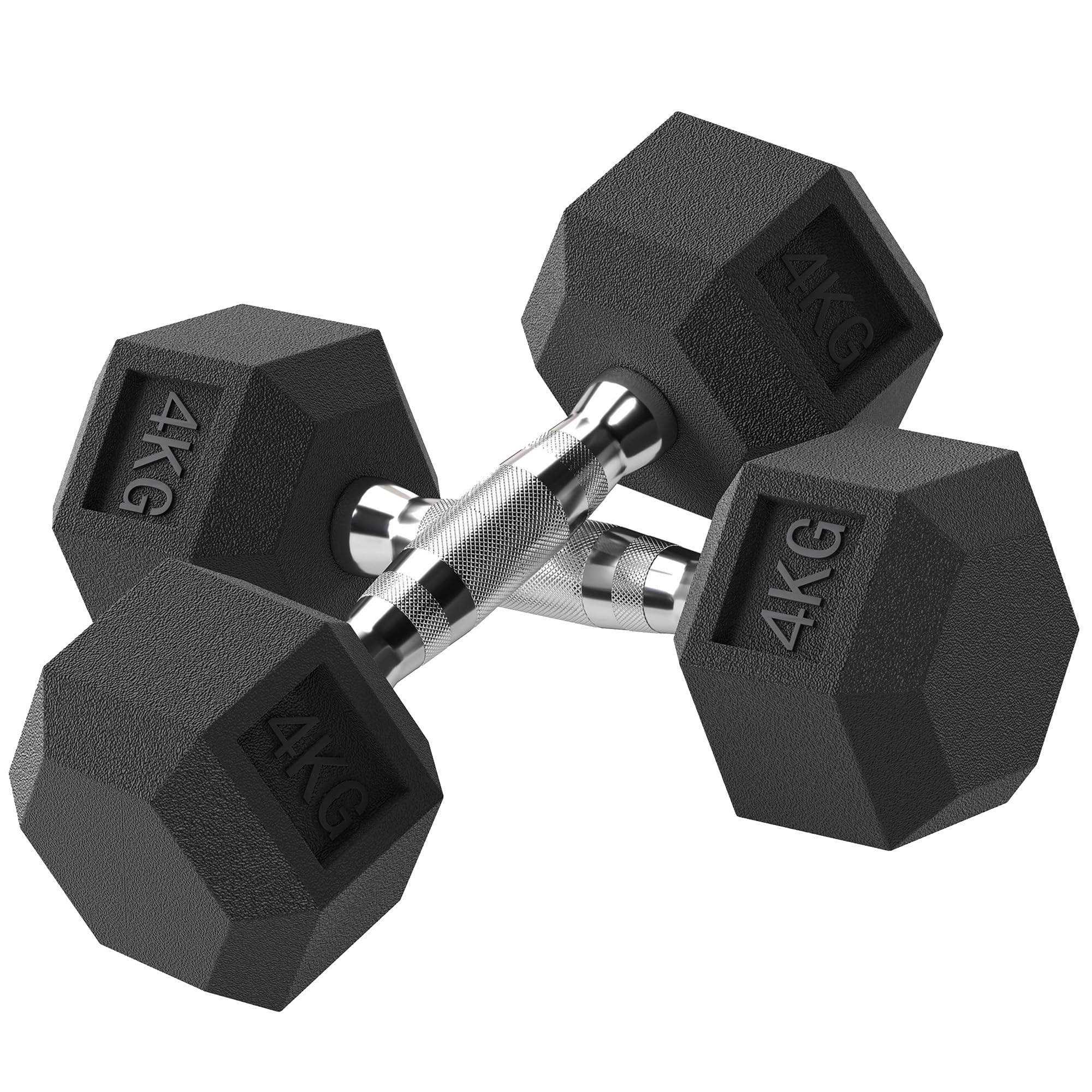 HOMCOM Zestaw krótkich hantli, zestaw hantli fitness, dla mężczyzn i kobiet, trening mięśni i podnoszenie ciężarów - metal z czarnej gumy