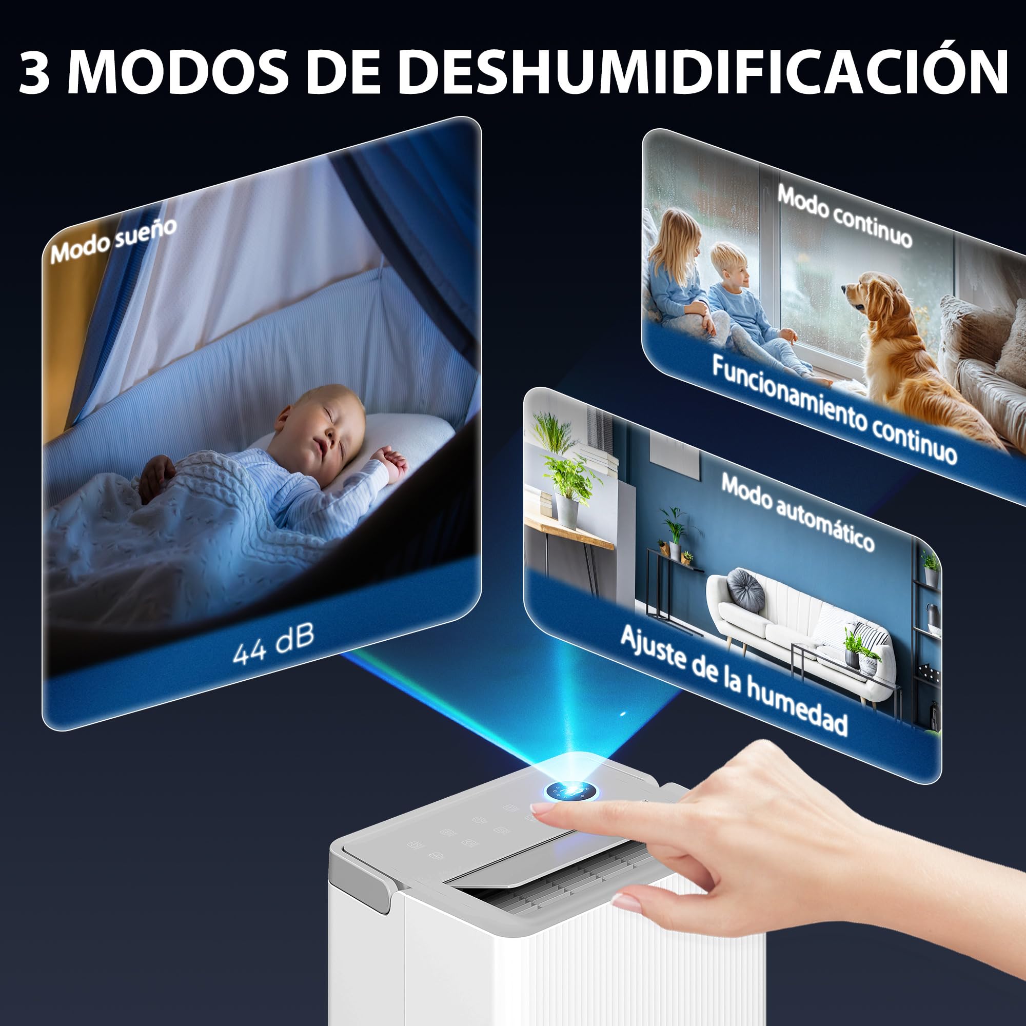 HOMCOM Deshumidificador 35L/Día, Deshumidificador de Humedad, para 40-90 ㎡, Luz Indicador de Humedad, Depósito 5,5 Litros, Drenaje Continuo, Temporizador 24H, Pantalla LED, Secado Ropa, Blanco