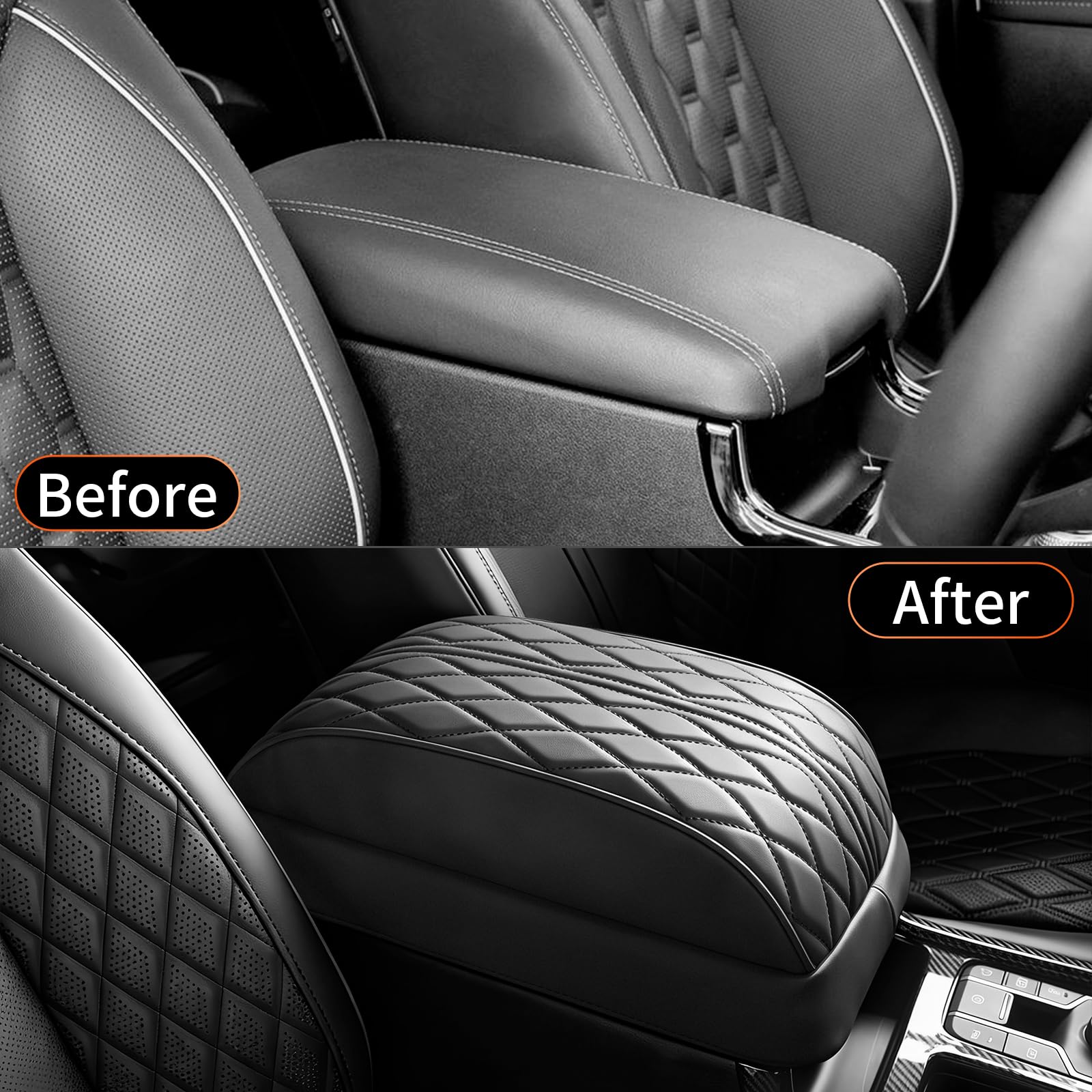 YOUTOOCAR Fodera per bracciolo centrale compatibile con Kia Sorento 2021-2026, accessori per bracciolo in pelle trapuntata (nero)