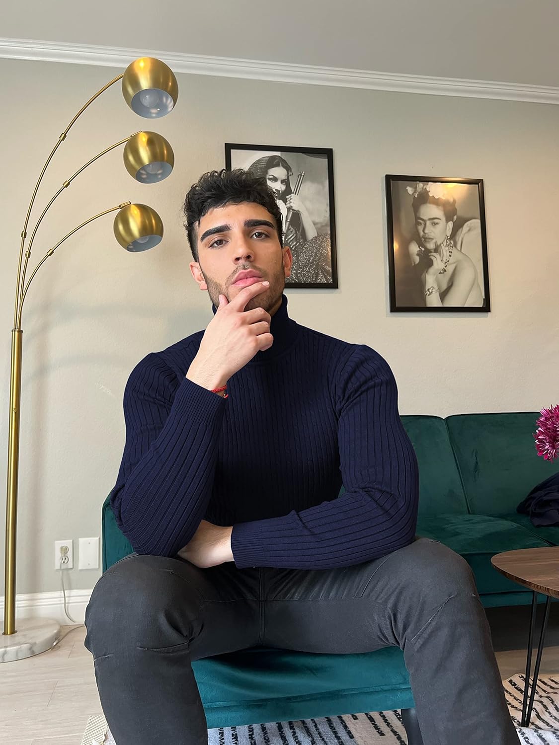 COOFANDY Men's Slim Fit Turtleneck Sweater Casual Twist Patterned Pullover Knitted Sweaters - Image 3