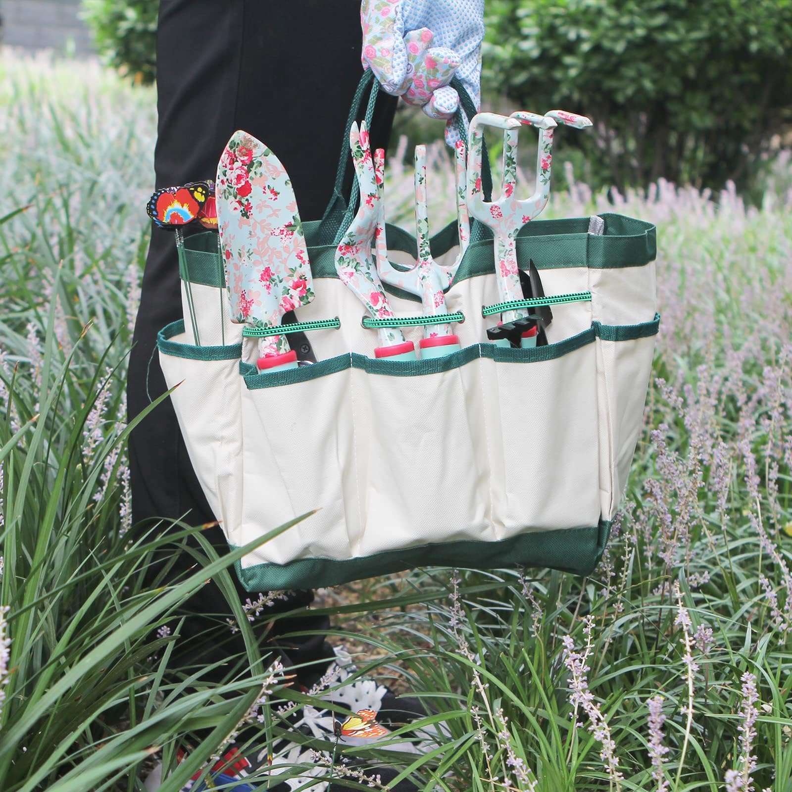 Juego de Herramientas de Jardinería 16 Pcs,Kits de Regalo de Herramientas Manuales de Jardín FloralRegalos de Jardinería para Mujeres y Hombres, con Tijeras de Podar y Bolsa de Almacenamiento