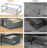 Vista 5 de Webetop 12 inch Under the Bed Storage Bins with Clear Lid, Under Bed Storage Containers with Wheels for Underneath Small Spaces Dorms, Blankets