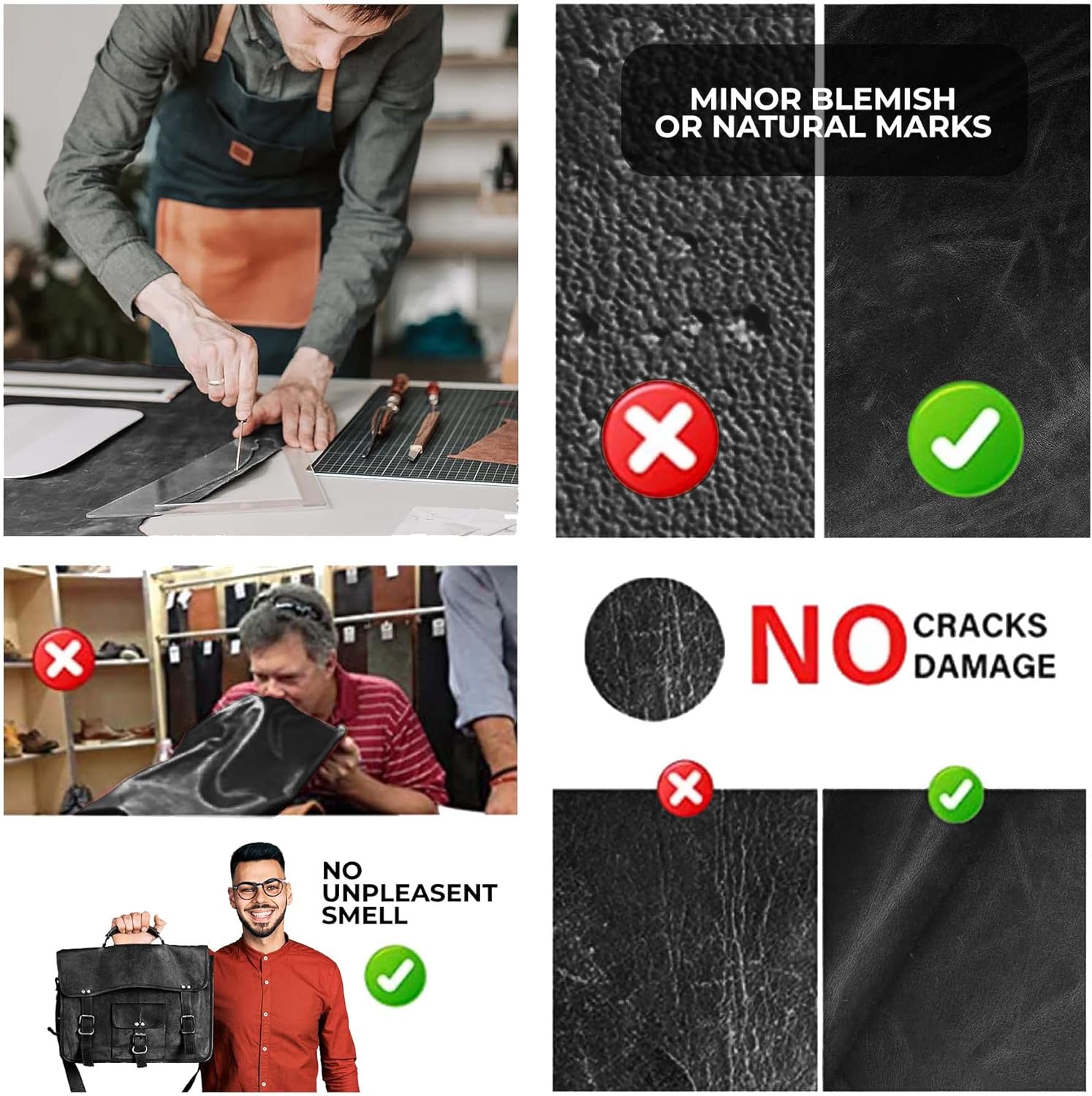 ELW 5-6 oz (2-2.4mm) Black Full Grain Leather Craft Sheets Set of 3 Pieces 12"x12" Plus 36” Leather Cord Braiding String, Oil Tanned Real Cowhide for Tooling, Carving, Repair, Knife Sheaths