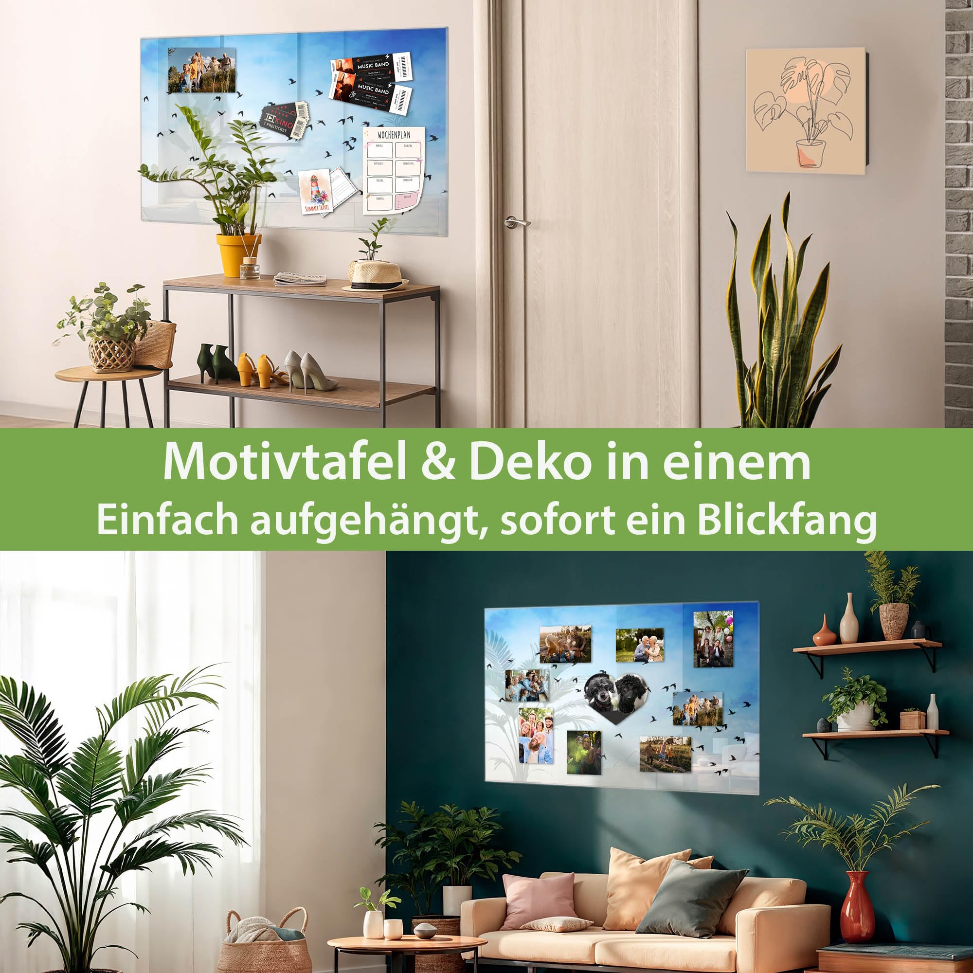 banjado Glas-Magnettafel in 120x80cm, beschreibbar mit Tiermotiv