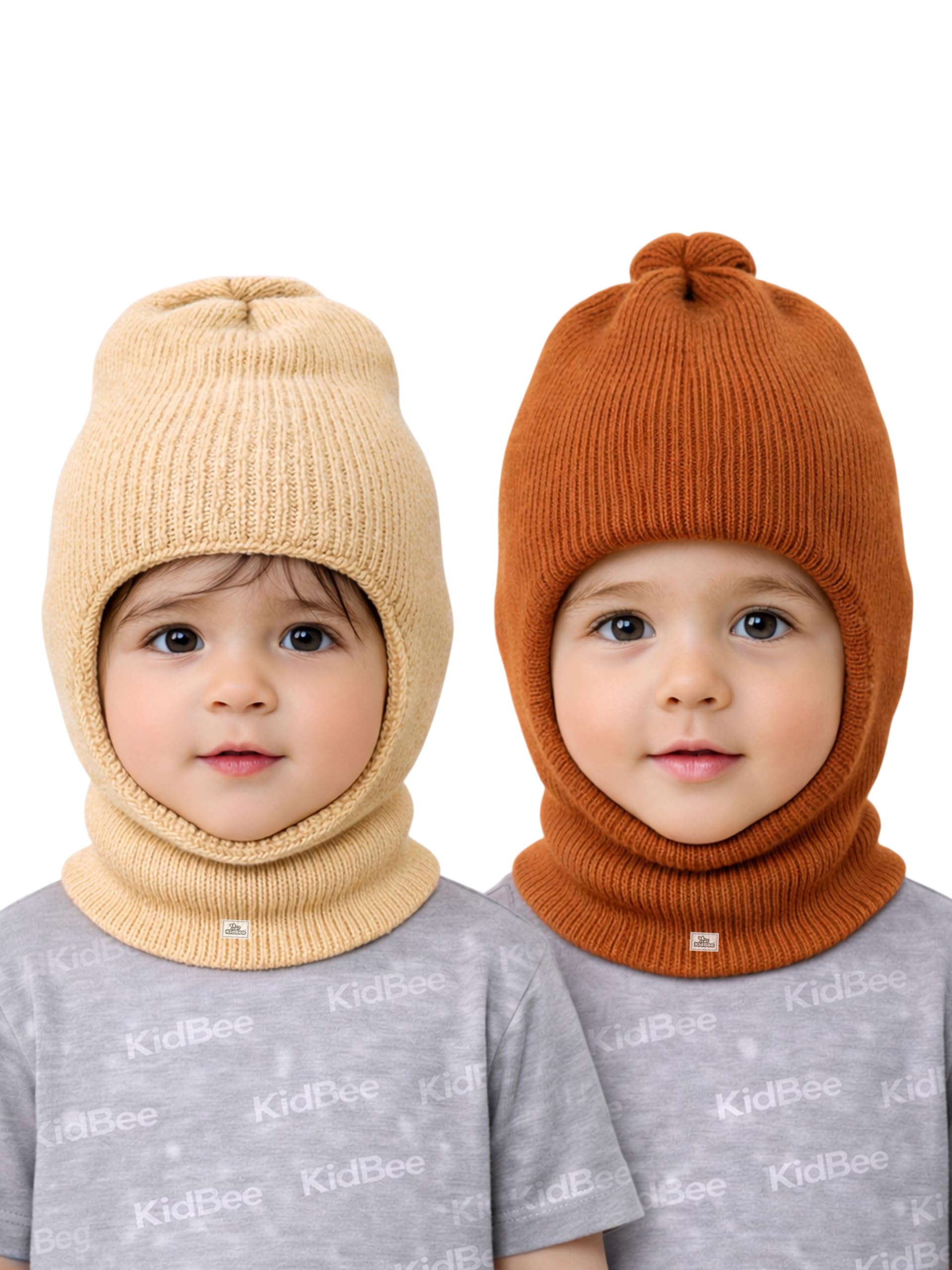 Kidbee Baby Boys & Girls Soft Wool/Woolen Monkey Winter Cap (Pack of 2)-picture-36