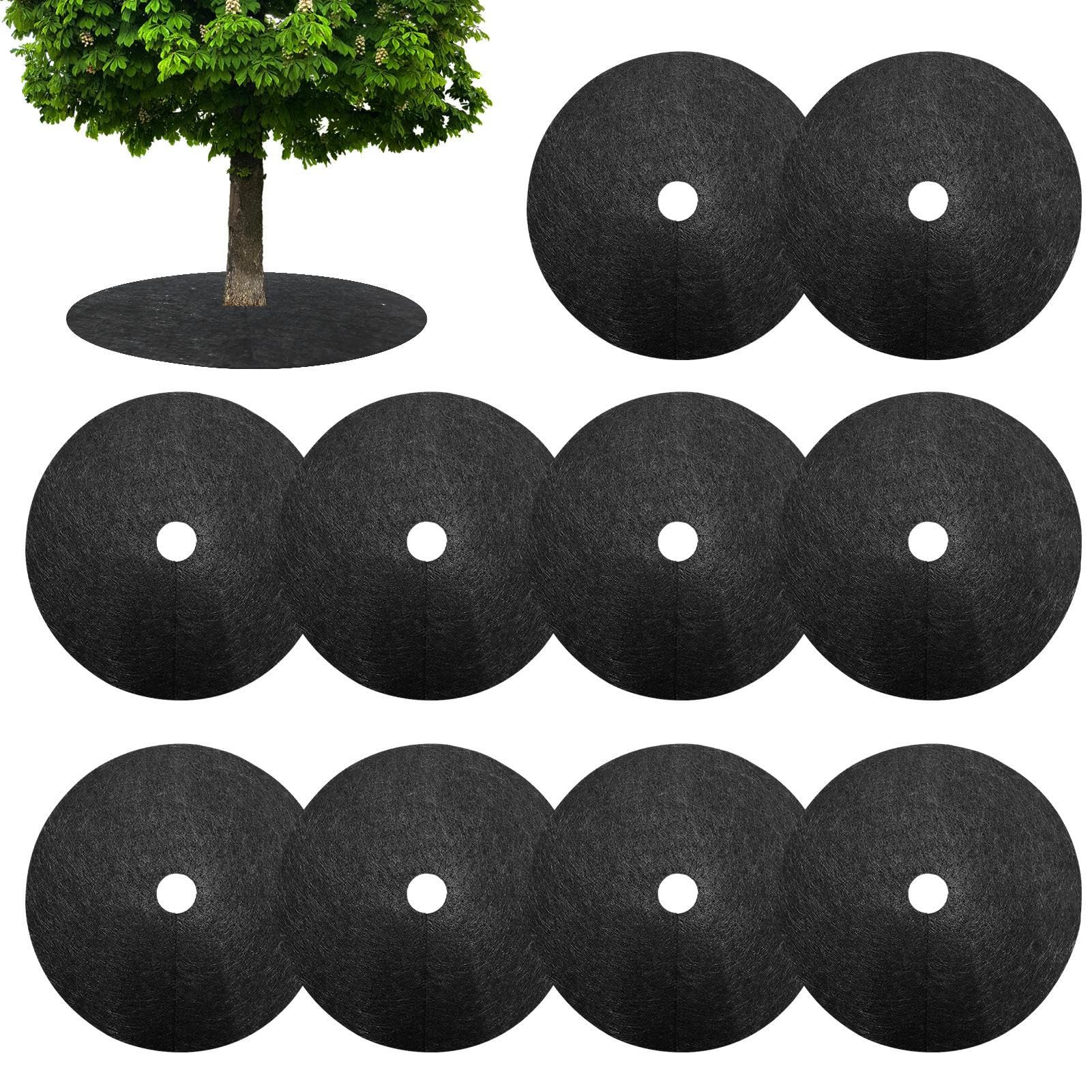 10 Non-woven Tree Mulch Ring, Mulch Ring Tree Protector Mat Large, Durable And Reusable Rings Trees Protector Mat, Round Anti Grass Gardening Fabric Cover