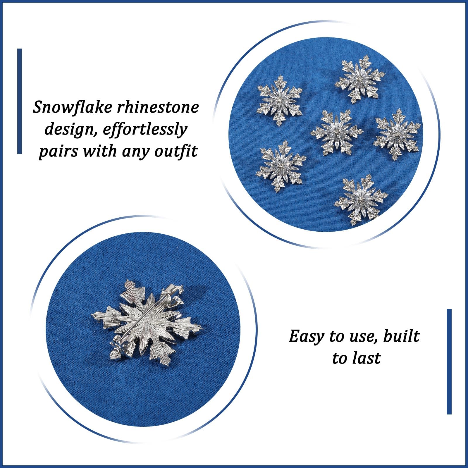 12 Pezzi Fiocco di Neve Spilla Spilla Fiocco di Neve Spilla Lega Spille Giacca Camicia Abito Colletto Accessori Per Zaino Abbigliamento Maglione Decorazione Giacca, Platino